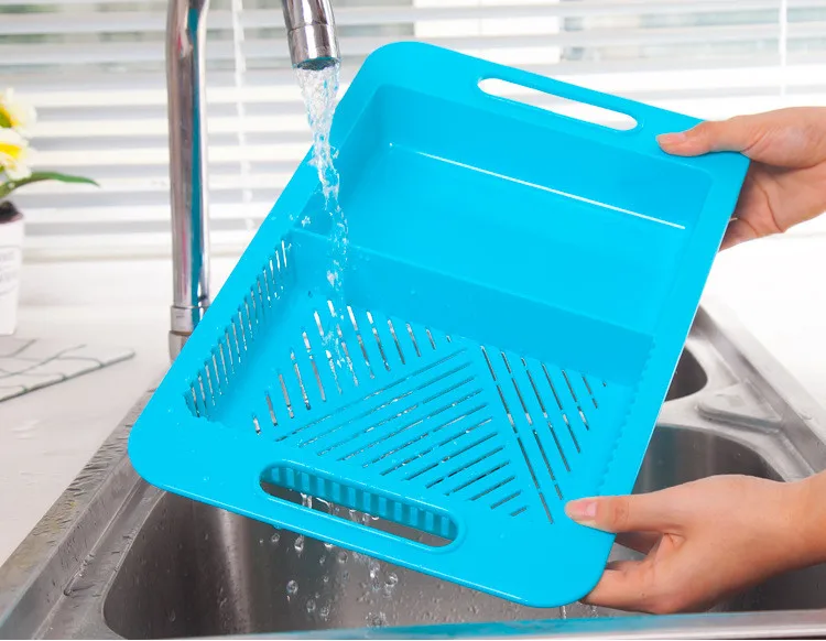 Multifunction Chopping Blocks Kitchen Drain Basket Chopping Non slip Frosted Antibacteria Kitchen Cutting Board