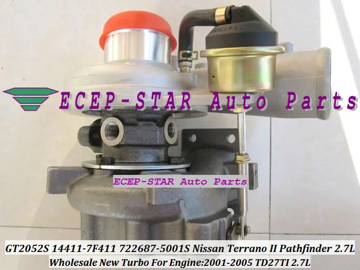 TURBO GT2052S 14411-7F411 722687 722687-5001S 722687-0001 Turbocharger For NISSAN Terrano II Pathfinder 2.7L 01-05 TD27TI 2.7L (3)