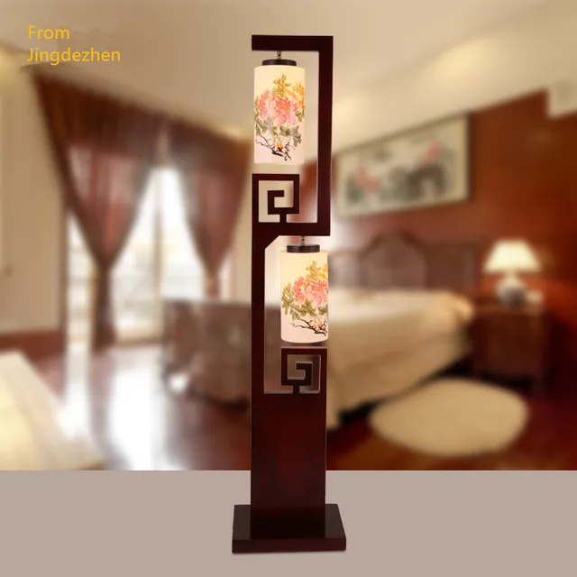 Antique Led Home Decor Ceramic Lamp Shade Study Room Modern Long Antique Led Home Decor Ceramic Lamp Shade Study Room Modern Long Standing Light Wooden Floor Lamps
