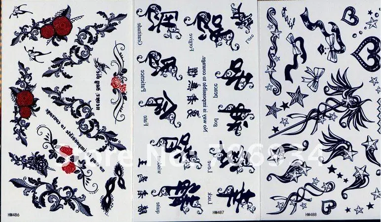 100pcs/lot Temporary Tattoos Tattoo Stickers For Body Art Painting Waterproof 2012 New Designs