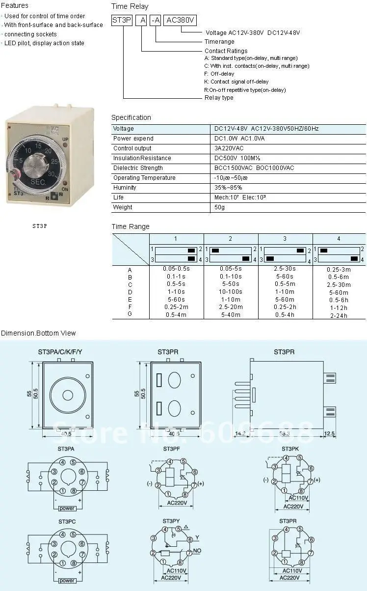 ST3P реле времени, супер реле времени; электрическое реле времени A-B AC220V, бесплатная доставка