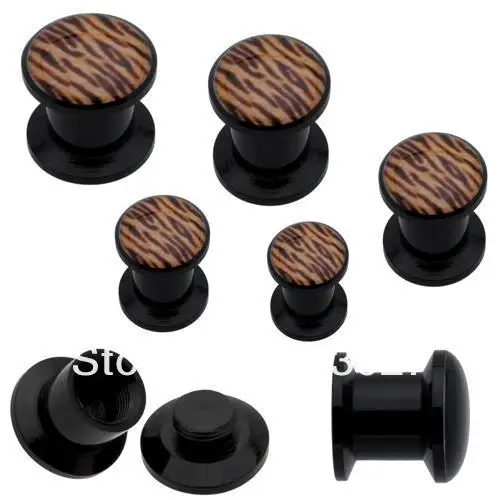 Черный акриловый Тигр штопор ушной заглушка 3 мм-10 мм смешанные размеры