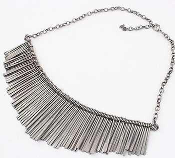 Hot Lady/'s Metal Multilayer Chain Tassels Choker Bib False Collar Long Necklace