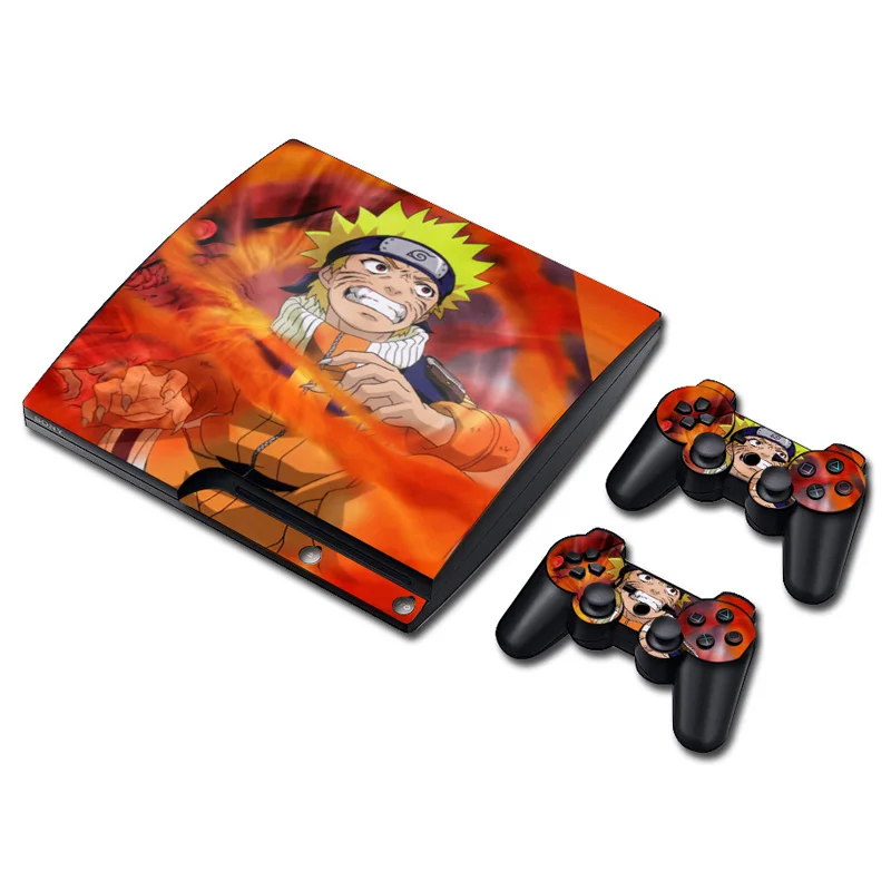 

OSTSTICKER Naruto Skin Sticker For Sony PS3 Slim Console For Playstation 3Slim Controller Decal free shipping