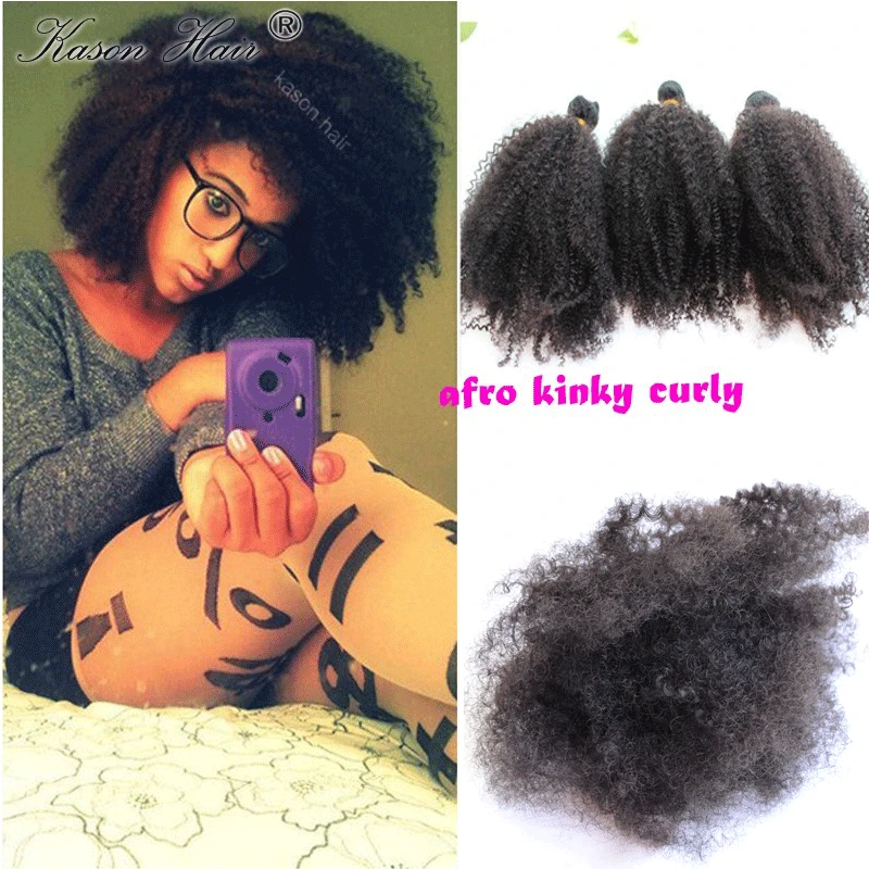 7A Brazilian Kinky Curly Virgin Hair 4 Bundles Afro Extensions Human Weaves |