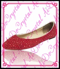 Aidocrystal 2016 weiblichen beiläufigen spitz flache rote farbe perle schuhe
