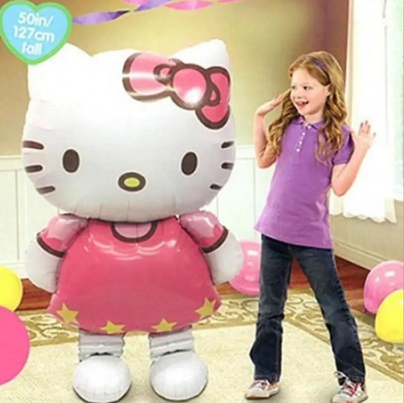 118*68 см большой рисунок «Hello Kitty» Cat фольгированные шары Cartoon рождения украшения Свадебная вечеринка Надувные Воздушные шары