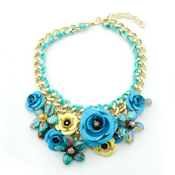 

New Arrival Colorful Rhinestone Flower Necklace Women Fashion Accessories