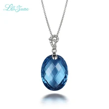 I& zuan 925 серебряные ювелирные изделия овальной формы, натуральный синий подвески с топазом ожерелья, изысканная бижутерия для женщин Colar роскошные аксессуары
