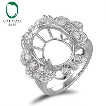 

Caimao 16x12mm Oval Cut Semi Mount Setting Ring 14K White gold Natural 0.61ct Diamond Engagement Jewelry