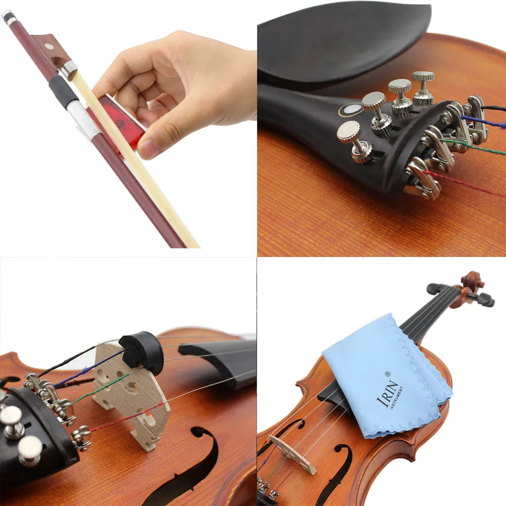 

5-in-1 Violin Accessory Set Kit with Round Violin Mute Rosin Polish Cloth Pitch Pipe Fine Tuner for 3/4 4/4 Violin