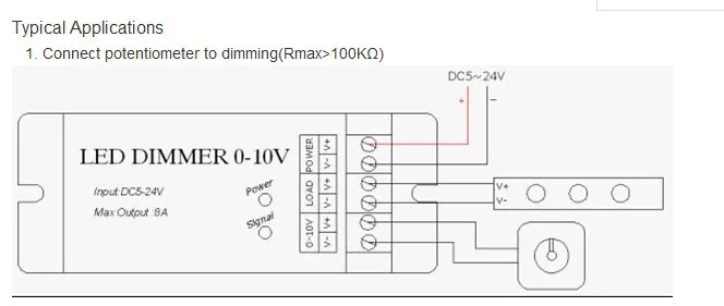 1 канал 0-10 В постоянного напряжения светодиодный диммер; DC5-24V вход, выход 8а