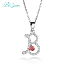 L& Zuan B очаровательные вечерние работы Мода ожерелье с буквенными подвесками 925 пробы Серебряное кольцо ювелирные украшения 0.74ct драгоценный камень модная женская подвеска на цепочке