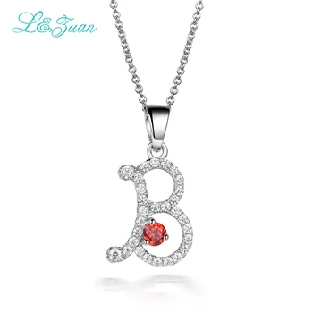 

I&Zuan B Charm Party work Trendy Letter Necklace 925 Sterling Silver Fine Jewelry 0.74ct Gemstone Fashion Pendant Women Necklace