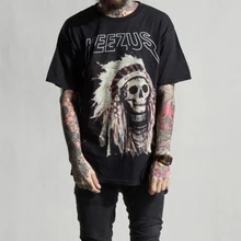 Beste Version 2016 Yeezus männer t-shirt Kanye West yeezy Indische kopfschmuck Schädel rot brief kurzarm t baumwolle Männlichen t hemd
