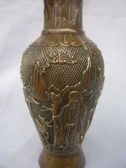 Редкий Старый MingDynasty медь ваза, с резьбой и марки, декоративные, лучшая коллекция и украшения, Бесплатная доставка