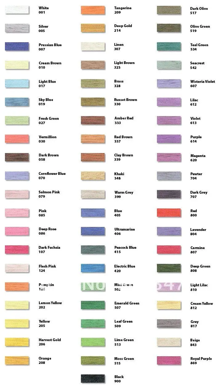 61 Brother color chart