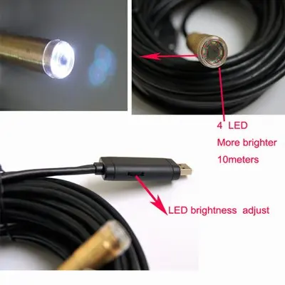 10 м Водонепроницаемый USB бороскоп эндоскопа 4 LED инспекция канализационных труб змея Камера
