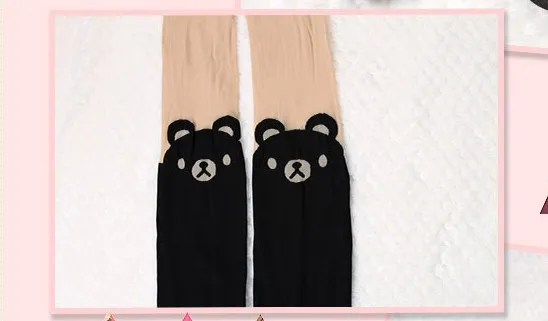 Дизайн Модные поддельные высокие сексуальные колготки чулки черные тату медведь или кошка Леггинсы