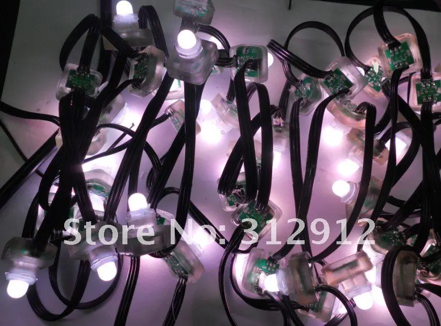 WS2811 LED пиксель узел, DC5V вход, полноцветный RGB строка, 50 шт. строку, IP68 Номинальная в черный провода