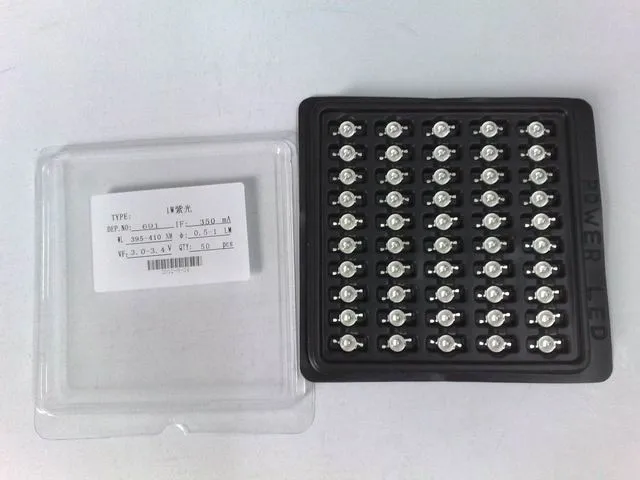 1 Вт высокой мощности LED УФ лампа LED УФ бактерицидных света DC3.0-3.4 В 350ma 395-410nm 350 шт./лот оптовая и розничная продажа DHL бесплатная доставка