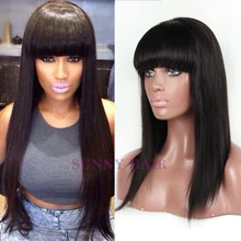 Best Quality Brazilian Virgin Human Hair Glueless Full Lace Human Hair Wigs With Chinese Bangs Lace Front Wig For Black Women
