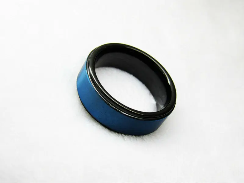 Queenwish Mens jewelry Tungsten Ring 8mm Black and Blue Wedding Band