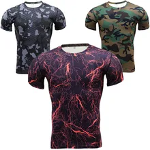 Summer Men T-shirt 2016 Base Layer Camouflage T Shirt Fitness Tights Quick Dry Shirts Tops & Tees Crossfit Compression Shirt