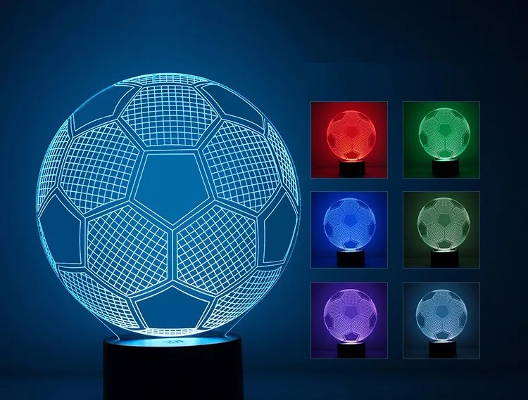 Атмосферная лампа акриловый ночник 7 цветов Изменение с usb-кабелем 3D футбольные украшения Искусство светодиодный сенсорный выключатель USB зарядка