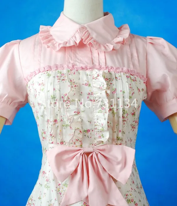 Популярные брендовые модные розовые платья в стиле «лолита» с принтом летнее Повседневное платье в стиле «лолита» до колена для девочек