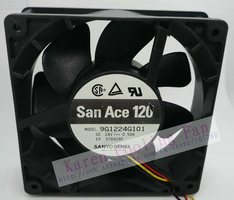SANYO 12 см 12038 24 v 0.5a 9G1224G101 3 проводное Охлаждение вентилятором