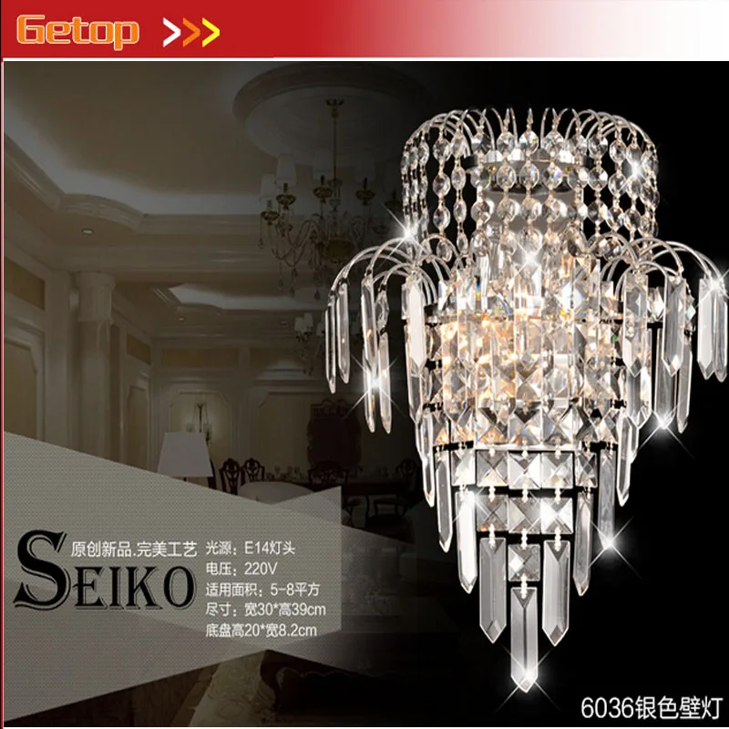 

ZX Hot Sale K9 Crystal Stainless Steel E14 LED Wall Lamp for Bedside Hotel Bedroom Staircase Sitting Room Corridor Lamp