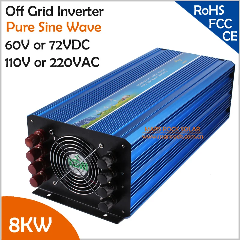 Высокая частота 8000 Вт/8kw 60vdc или 72vdc к 110vac или 220vac автономный немодулированный синусоидальный сигнал однофазный всплеск инвертор 16kw