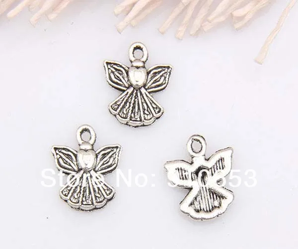 400 шт. тибетское серебро Цинк сплава Подвески ангелы 13mm12mm(3680