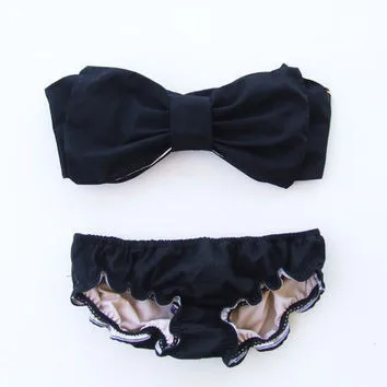2015 Fashion Push Up Bikini Women Swimsuits Sexy Bathing Suit Swimwear Bowtie Bandeau Bikini Set 20