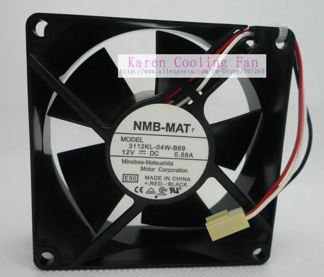 NMB 3112KL-04W-B69 E50 DC12V 0.58A 80*80*32 мм(8 см), 3 проводное Охлаждение вентилятором