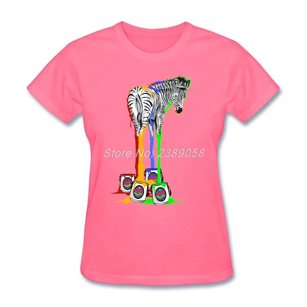 Casual Women's tshirt Summer Colorful Zebra T shirt Comfortable Short