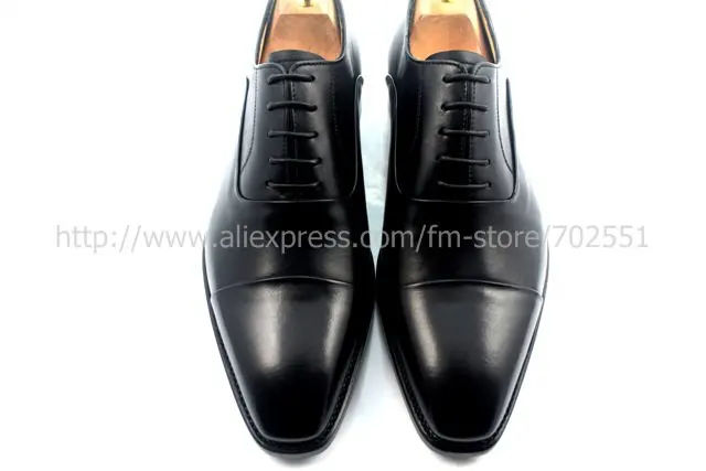 Free shipping  handmade genuine calf leather men's oxford shoe color black No.OX216 GOODYEAR CRAFT