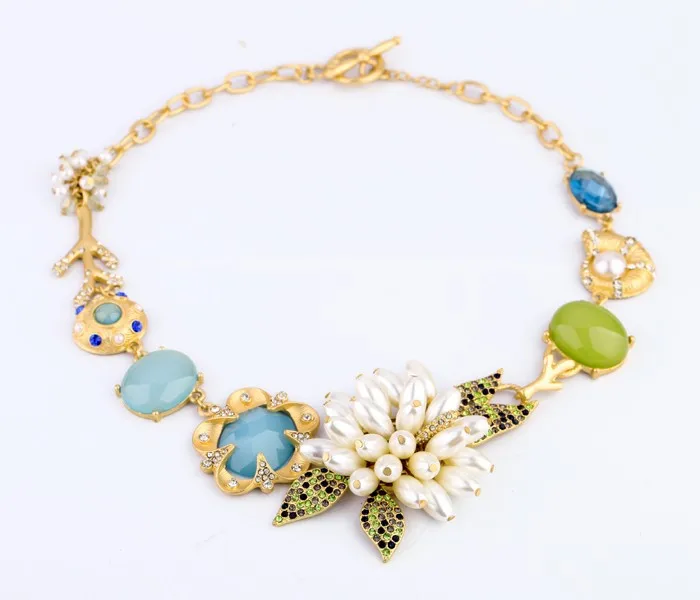 Крыло ЮК так большие ожерелья Collares Collier модные новые роскошные жемчужные цветочные эффектные Чокеры ожерелье очаровательные ювелирные изделия с фабрики