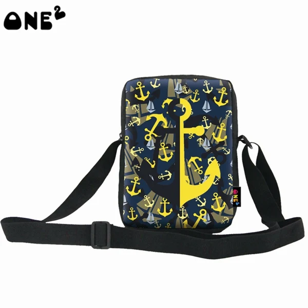 

ONE2 design cartoon ship's anchor single shoulder messenger printing bag for teenager boys girls women man lady college students