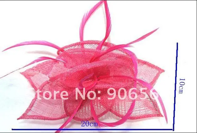 Винтажная ярко-розовая шляпа с цветочным дизайном sinamay, Очаровательная шляпка-чародейка, свадебные аксессуары для волос, головные уборы, заколки для волос MSF046