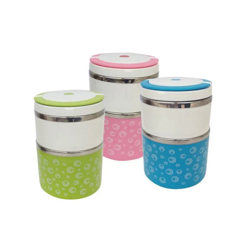 FuLang Storage boxes Thermal insulation box stainless steel double deck