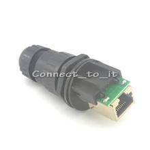 Бесплатная доставка (10 комплектов много) rj45 гнездо на панель IP68 Водонепроницаемый соединителей M19 разъем адаптера