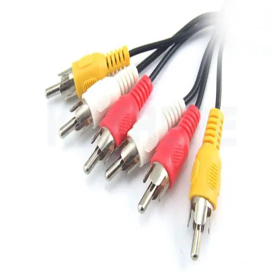 KUYIA Бесплатная доставка + Новые 3 RCA штекерным 3 RCA MALE AV ТВ аудио видео кабель (красный, белый, желтый) 1.45 м прибл