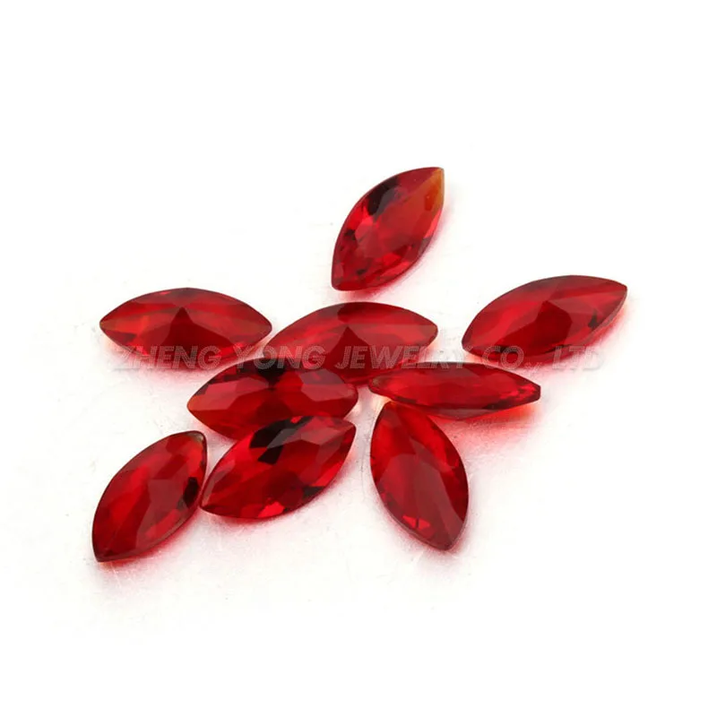 Factory Price 2x4mm-4x8mm Marquise Red Gemstones Loose Glass Artificial Stone for Jewelry