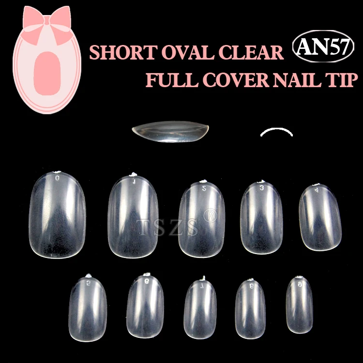 

1bag/lot * 600pcs CLEVER SHORT MEDIUM OVAL FALSE NAILS FULL COVER FAKE TIPS