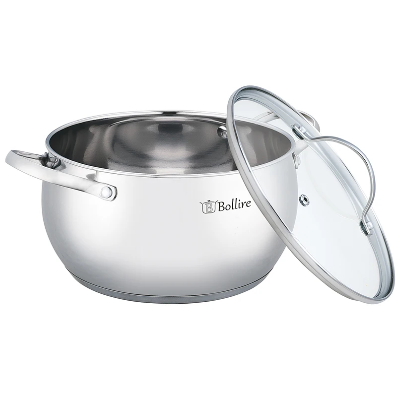 BR-2202 Кастрюля Bollire 2.3L Подходит для всех видов плит, включая индукционные, Капсульное дно, Зеркальная полировка корпуса