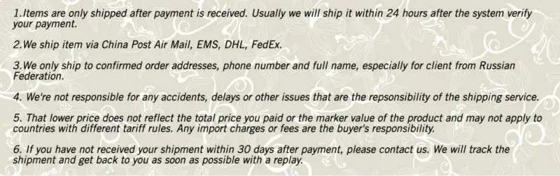 shipping details