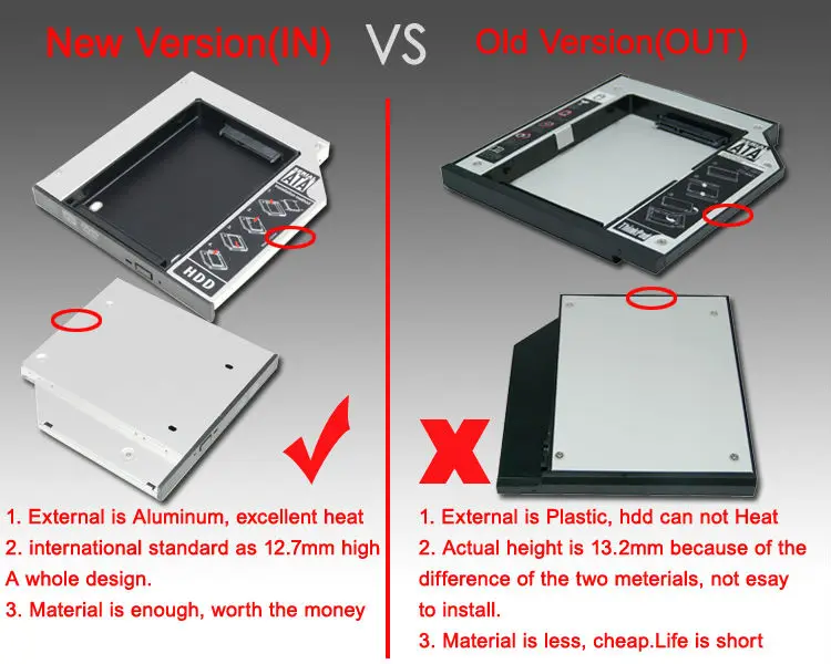 Универсальный 9,5 мм 2nd 2," SATA жесткий диск HDD Caddy адаптер+ внешний USB CD DVD Оптический привод чехол