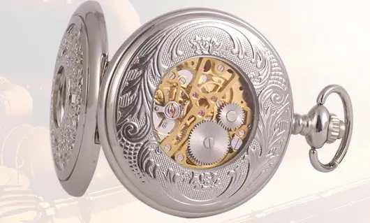 Видеть сквозь серебра/Черный Механические мужские карманные часы